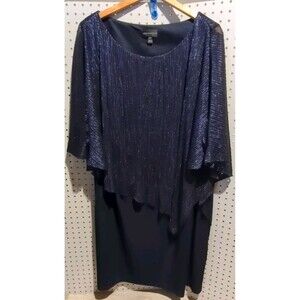 Connected Apparel Dress 24W Black Blue Formal Evening Party Wedding Shimmer